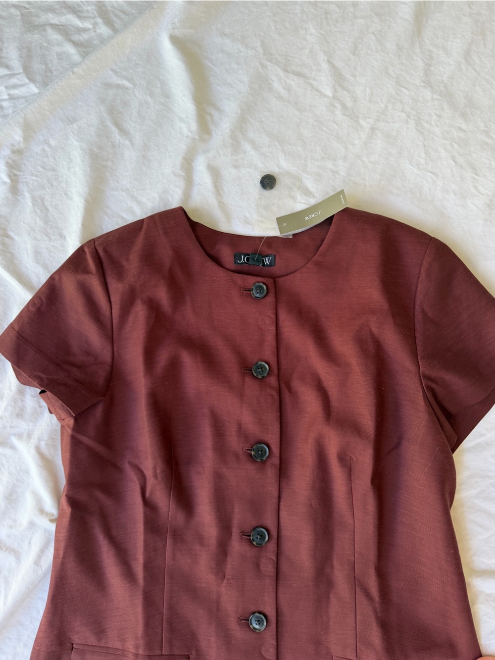 J. Crew Rust Short-Sleeve Button-Front Mini Dress - Picture 5 of 7